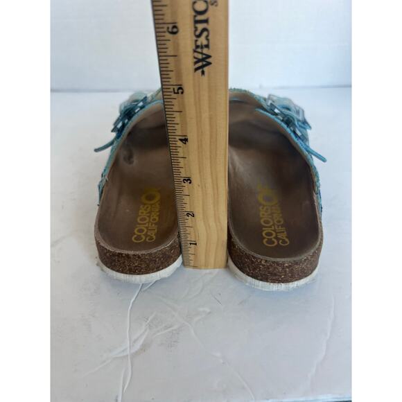 Colors of California Blue Adjustable Buckles Supportive Sole Slide Mule Sandal 8 - Picture 9 of 16